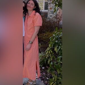 Las Olas Coral Button-Up Shirt Dress